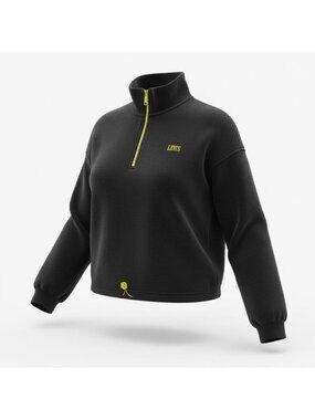 Levis Womens S Black Fleece Logo Zip Pullover Yellow Soft Cropped Activewear Top